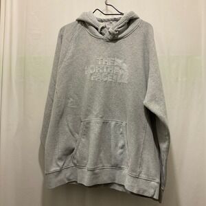 The North Face Hoodie Gray Pullover Embossed Logo Sweatshirt Casual Athleisure